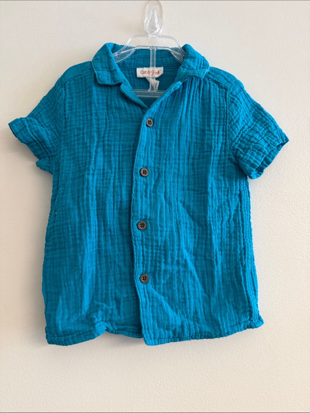 Teal Button-Up Gauze Muslin Shirt and Shorts - Cat & Jack